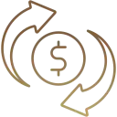 Money with arrow around icon
